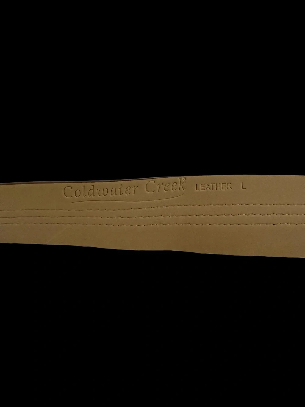 Coldwater Creek Genuine Metalic Bronzed Leather Teardrop Buckle Belt – Size LG